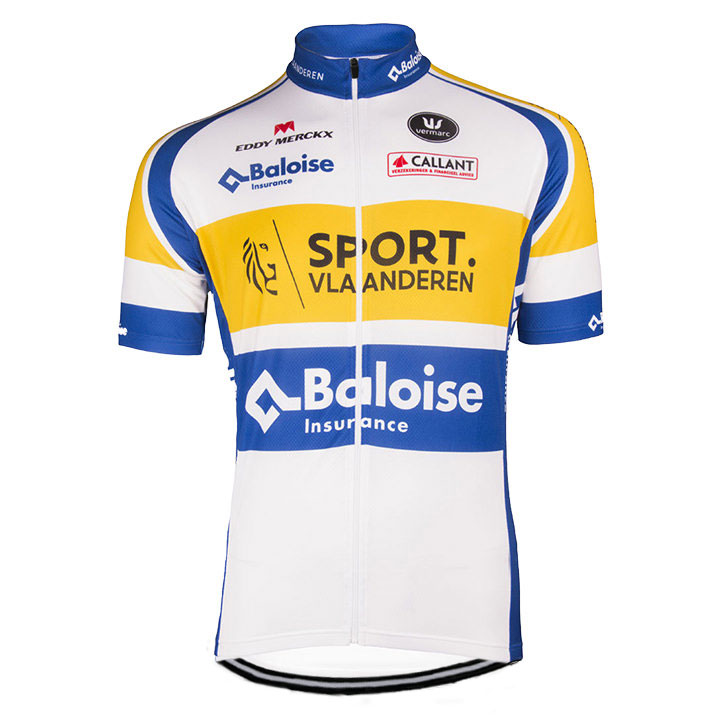 Abbigliamento Topsport Vlaanderen 2017 Manica Corta e Pantaloncino Con Bretelle bianco - Clicca l'immagine per chiudere